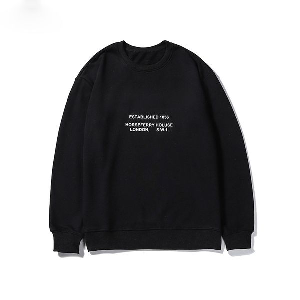 

mens hoodies new bur berrys hoodies classic fashion cotton hooded sweater trend loose italian man printing plus velvet, Black