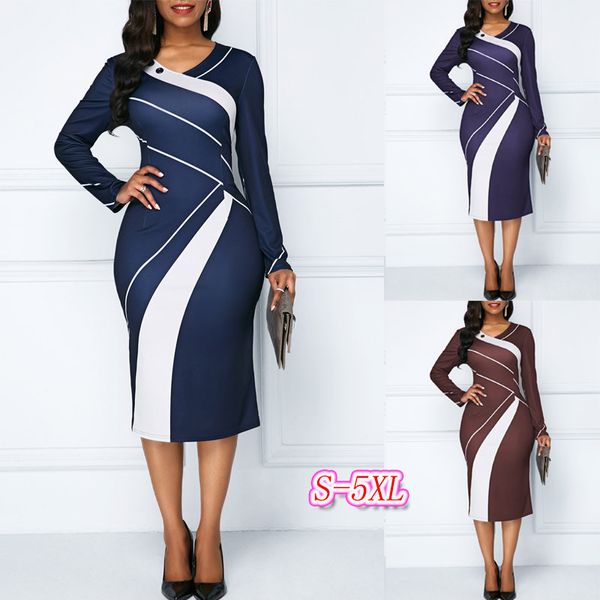 

женское дизайнерское платье большого размера, с длинным рукавом, контрастное, приталенное, бедра юбка-карандаш, профессиональное офисное пла, Black;gray