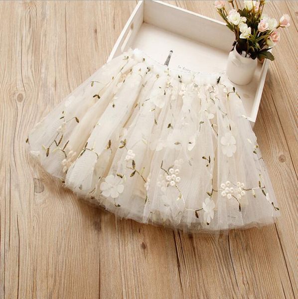 

girls summer flower embroidery mesh tutu skirts baby girl skirt children clothing wholesale