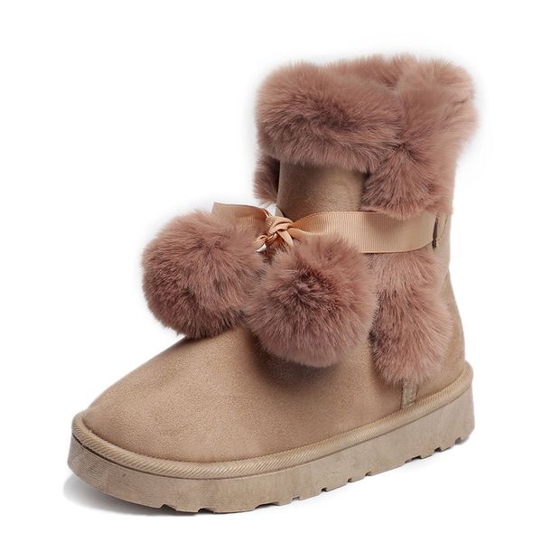 

snow boots female 2019 new snow boots students short thick cotton plus velvet warm cotton shoes wild korean students boot, Black