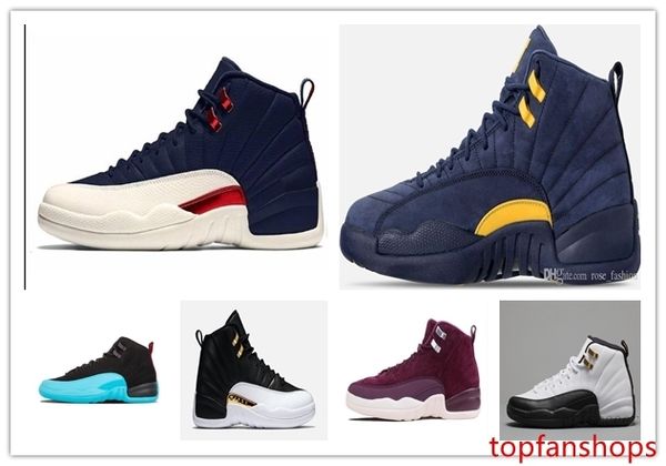 

12 bulls unc college navy wheat bordeaux the master black wool flu game michigan men basketball shoes 12s womens sneakers trainers
