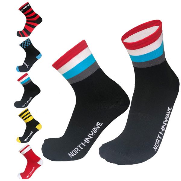 

men's and women's striped cycling sports socks protection breathable road bicycle socks outdoor sports racing cycling sock ky-25, Black