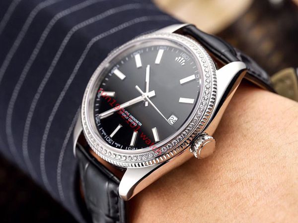 

лучшие роскошные классические мужские 4813 часы высокое качество подарок механизм с автоподзаводом механические часы спортивные черный кожан, Slivery;brown