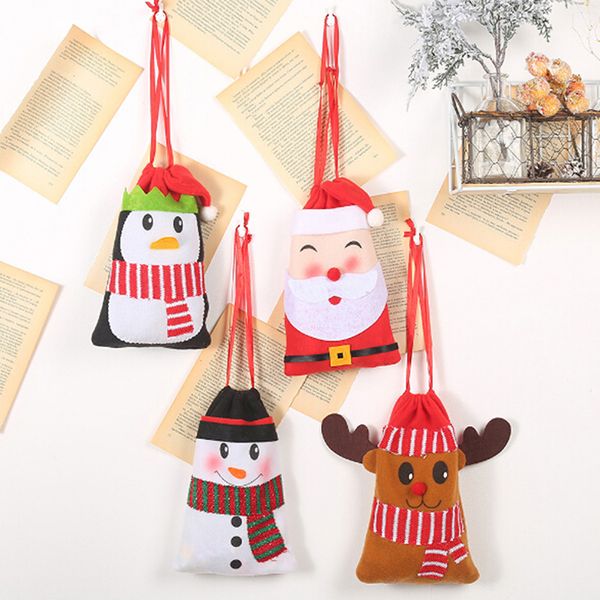 

christmas kids gift candy bags santa claus snowman elk storage bag xmas decor
