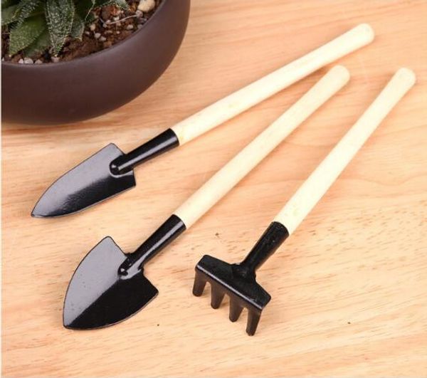 

gardening tools flower planter loose soil (stainless steel shovel, small iron rake, small shovel) three-piece suit