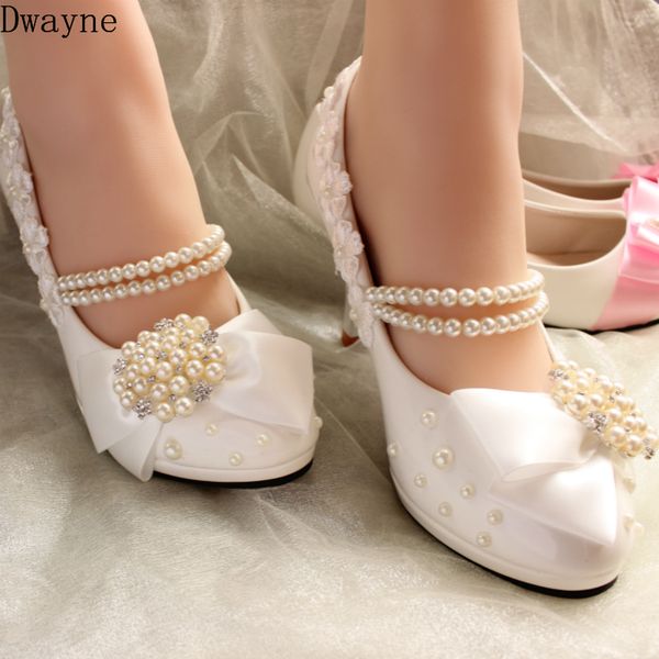 

2019 new white handmade beaded bow lace high heel women's shoes, Black