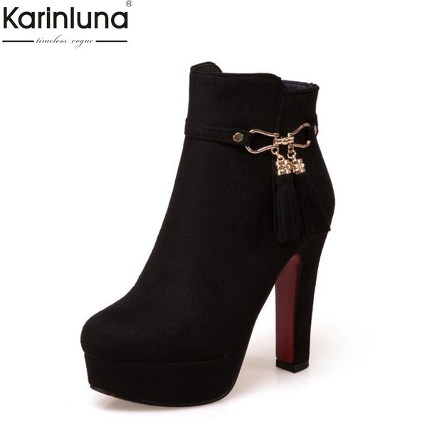 

women's 2019 big size 32-43 party ankle boots women shoes elegant high heels platform concise shoes woman boots, Black