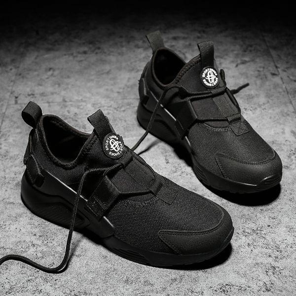

brand shoes men sneakers thick bottom air mesh fashion casual shoes lace up pu leisure walking sapato masculino krasovki, Black