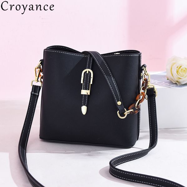 

croyance new arrival bucket shoulder bags for women pu leather fashion handbag clutch chains crossbody purse bag totes