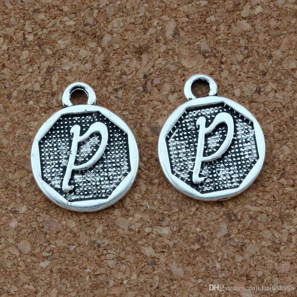 

100шт много antique silver двусторонний letter «p» диск первоначального сплава подвеска подвеска ювелирных изделия diy 14.8x28.2mm a-411, Bronze;silver