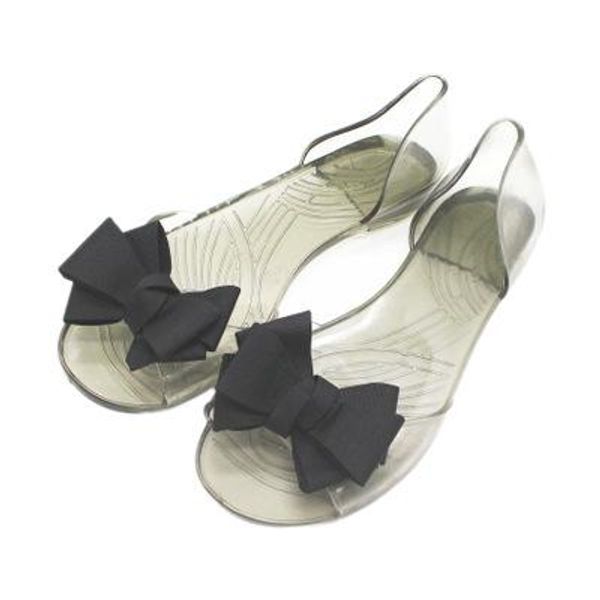 

2019 summer flat sandals women bow jelly fish mouth beach casual sandals slip on slippers flat shoes fashion lady clear, Black