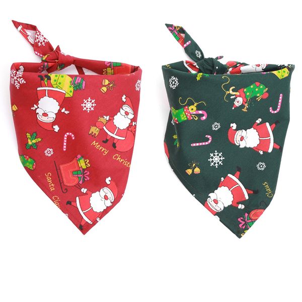 

pet bibs saliva towel christmas with costume decor hats for small cat dog christmas pet bandana santa pattern triangle scarf