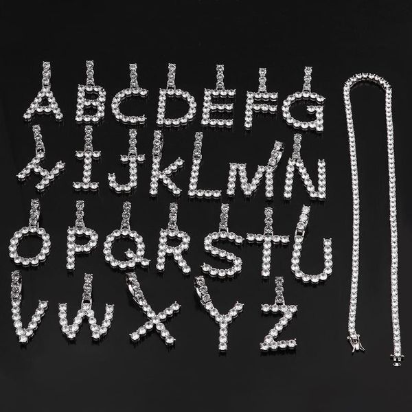 

zircon tennis letters necklaces & pendant for men/women silver color fashion hip hop jewelry 26 letters alphabet necklaces