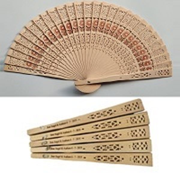 

60pcs personalized wedding sandalwood hand fan wedding favor bridal shower gift folding customized wood hand fans