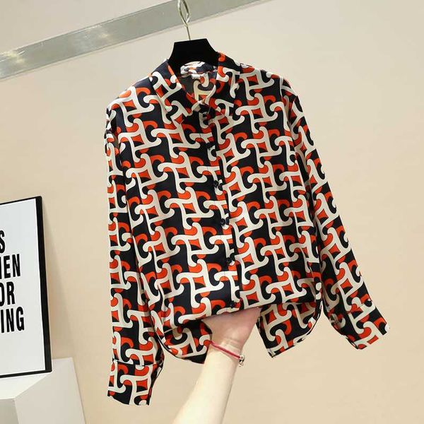 

fashion shirt for woman 2020 spring and summer new korean style loose all-match printed chiffon blouse women's blouses and, White