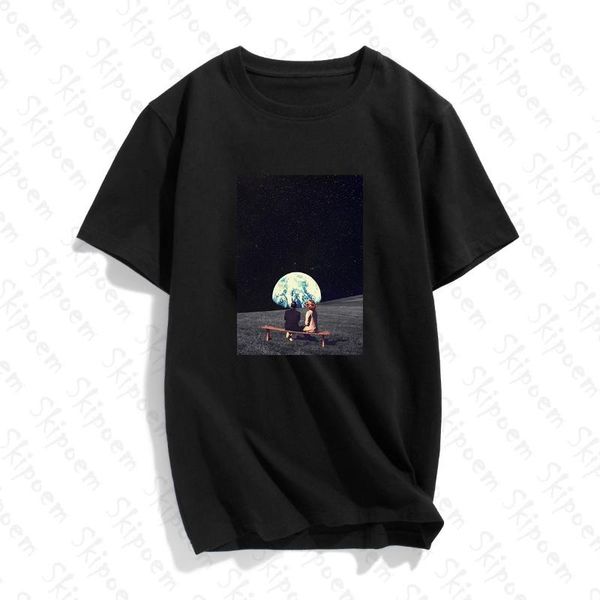 

we used to live there t-shirt women harajuku vintage aesthetic korean style short sleeve plus size cotton tees streetwear, White