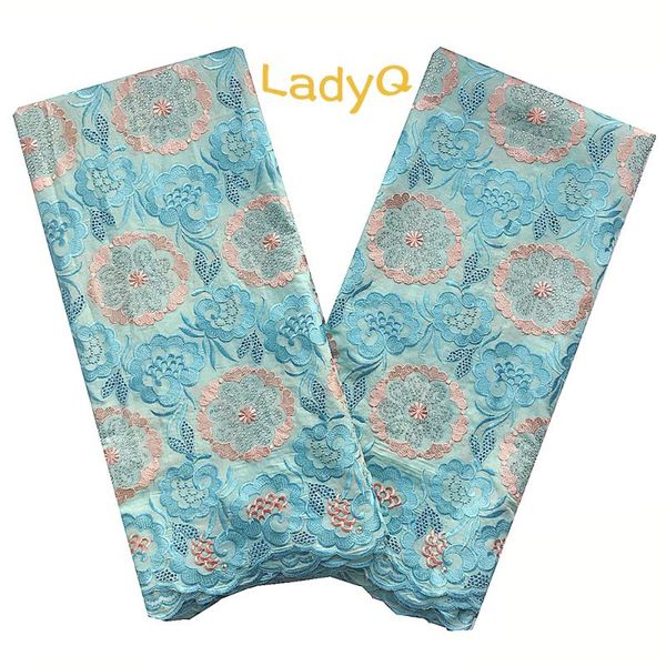 

embroidered blue african cotton lace with stones 2020 swiss voile lace in switzerland 5 yards white nigerian laces, Pink;blue