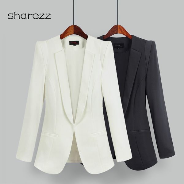 

high-quality fashion blazer women outerwear autumn women's blazers black white fashion ladies lady office girl coat female, White;black