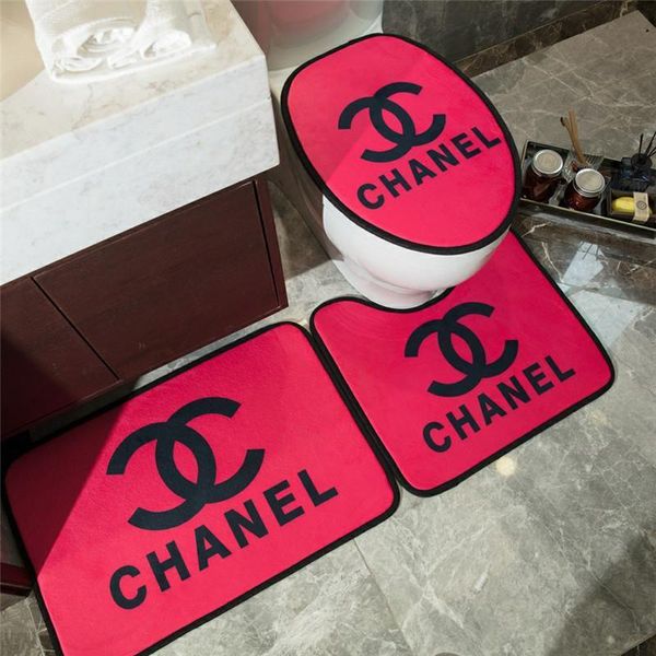 

rose pink toilet cover sets europe and america popular style bath mats fashion print u style mats 3pcs