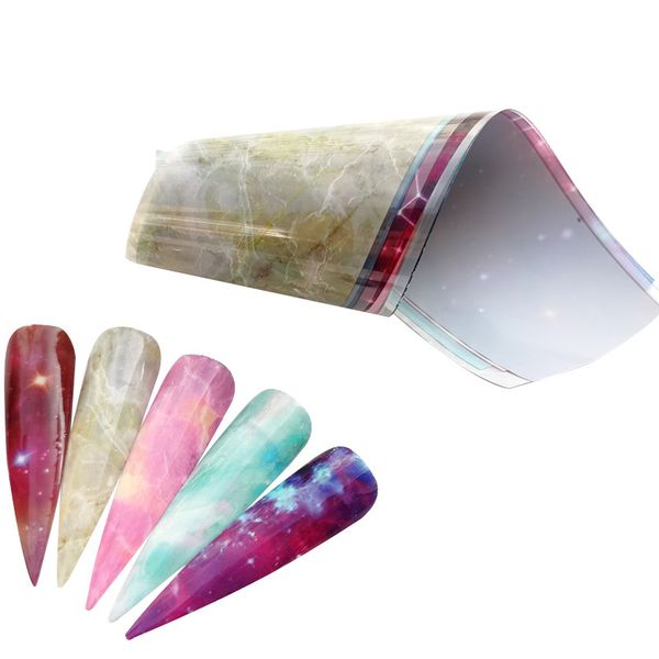 

2020 nail foils marble series pink blue foils paper nail art transfer sticker slide art decals nails accessories, Black