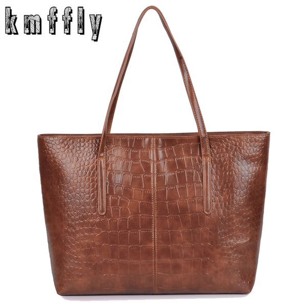 

selling women pu leather handbag large-capacity shoulder bag luxury lady crocodile pattern shopping bag big tote for 2019