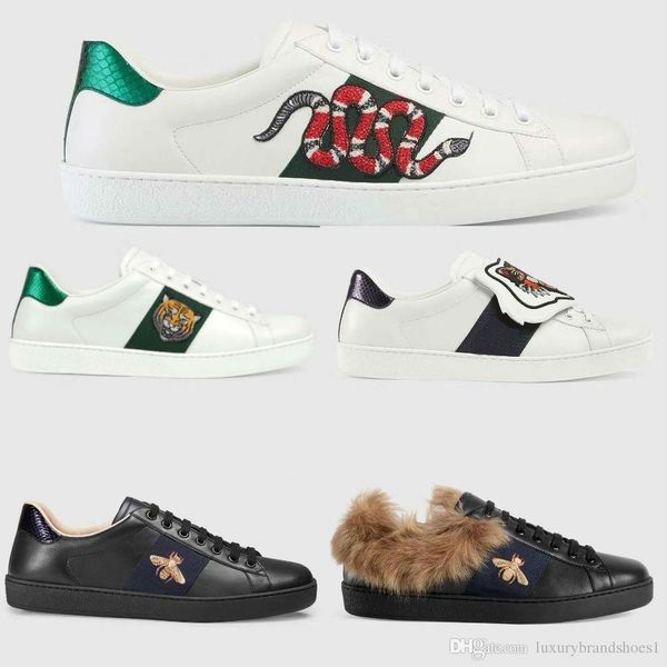 

luxury snake designer men women sneaker casual shoes low leather sneakers ace bee stripes shoe walking sports trainers drop shipping, Black