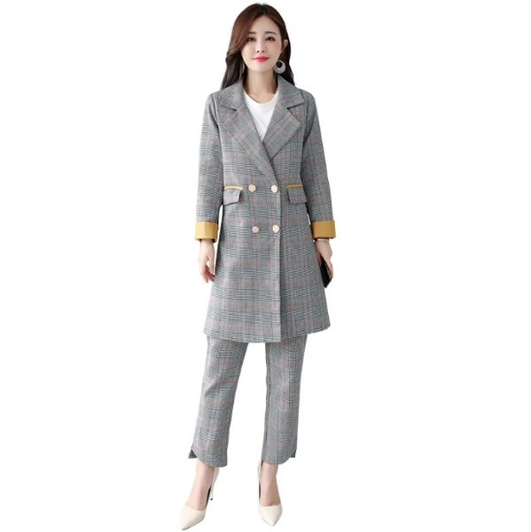 

women's tracksuits chic casual suit two piece set classic generous ensemble femme deux pieces temperament thin year-old female costume, Gray