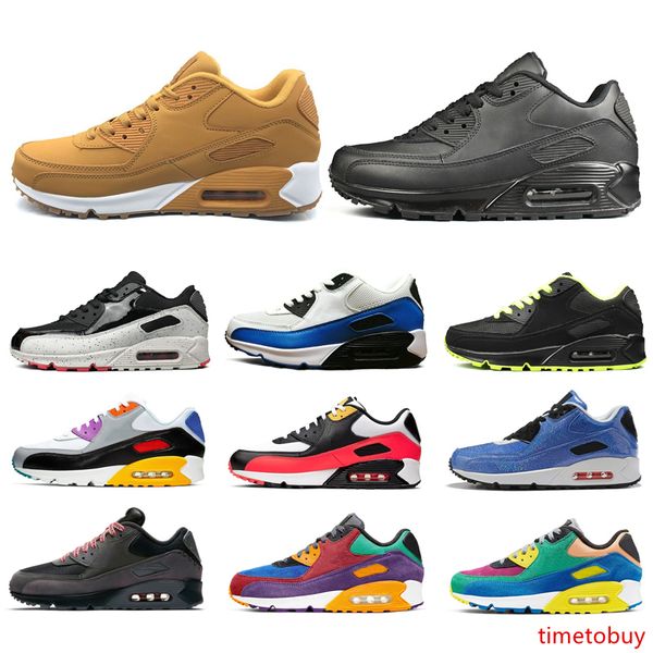 

90 running shoes men women yellow triple black white mixtape be true bred mens casual outdoor sports sneakers size 5.5-11