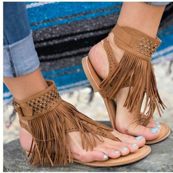 

2020 women sandals european american fringed open-toe rhinestone flip flops women summer shoes casual ladies plus size sandals 3, Black