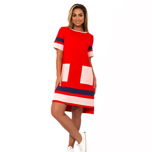 

2019 New Arrival Women Dress Oversized Casual Straight Patchwork Vestidos 6XL Short Sleeve Big Size 5XL Work Female Gift Dresses