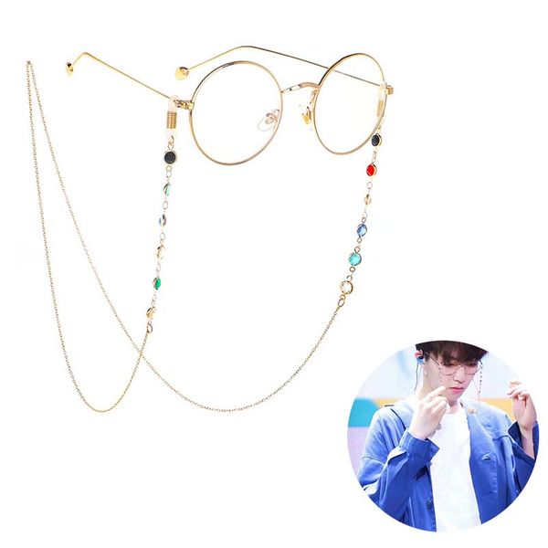 

70cm sunglasses lanyard strap eyeglass long keeper glasses chain multicolor beads chain cord for reading, Silver