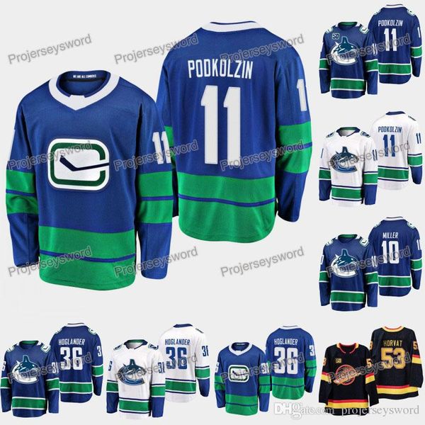 

2019 Draft Vancouver Canucks Jersey 11 Vasili Podkolzin 10 J.T. Miller 36 Nils Hoglander 53 Bo Horvat 40 Elias Pettersson Hockey Jerseys