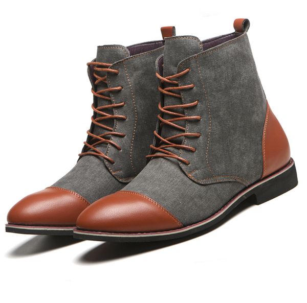 

new canvas boots plus size mens boots martin boots cross-border shoes explosion models, Black