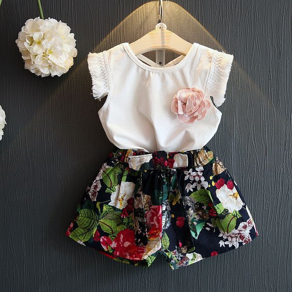 

baby girl нижнее set 2020 детская одежда девочки летняя одежда комплекты tshirt + шорты дети tracksuit дети одежда наборы, White