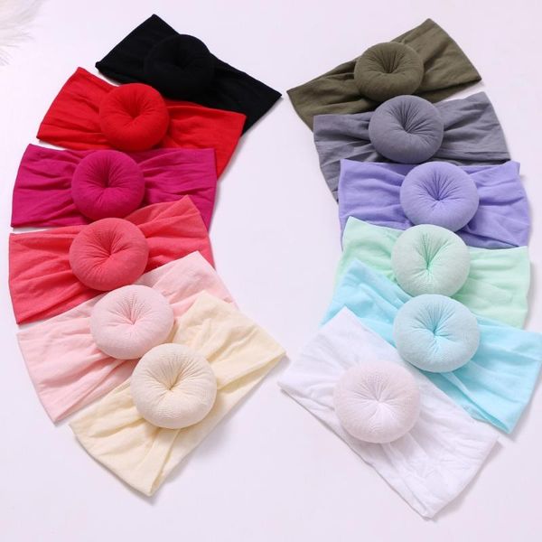 

15pc/lot solid round knot nylon headband nylon fabric turban headbands kids girls hairband children soft cotton headband, Slivery;white