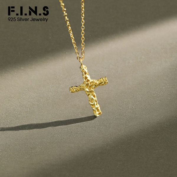 

f.i.n.s korean fashion s925 sterling silver necklace pendants religious style cross choker necklace female simple silver chain