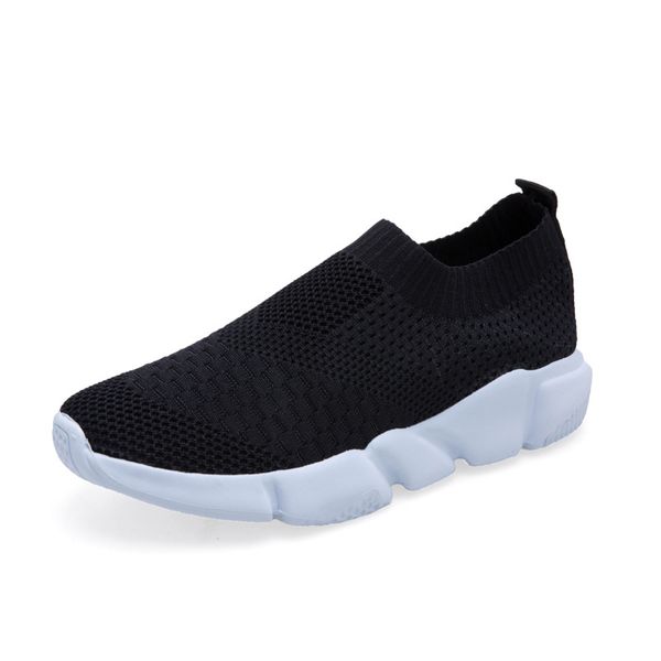 

walk flats women slip on sock shoes women breathable footwear leisure slip-on sneaker for lady big size shoes zy4131, Black