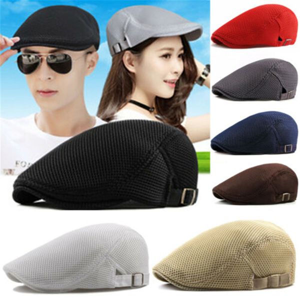

men women mesh summer golf driving sun flat cap beret cabbie hat breathable new ventilate peaked cap man woman hat