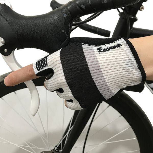

racmmer cycling gloves guantes ciclismo non-slip breathable mens & women's summer sports bike bicycle cycling half finger #cg-08, Black