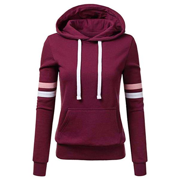 

women's hoodies & sweatshirts womail hoodie ladies women stripe long sleeve blouse hooded pocket pullover shirt d300721, Black