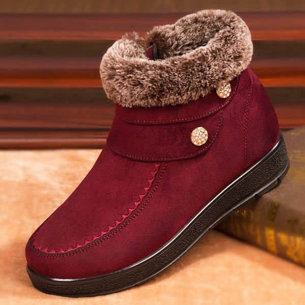 

swonco cotton padded winter shoes wonen high ankle boots for women 2019 winter velevt fur female warm snow boots rhinestone, Black