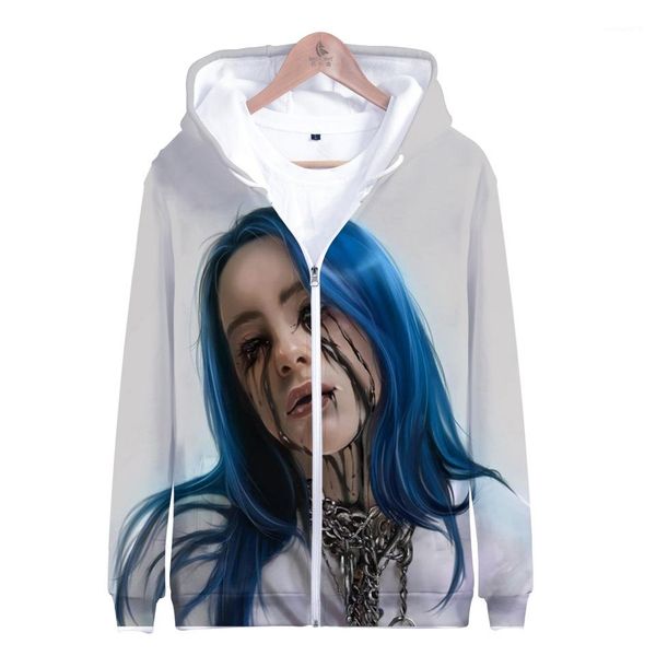 

fly hooded new ladies sweatshirts casual cardigan comfortable female clothing billie eilish print womens hoodies zipper, Black