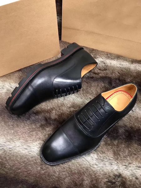 

luxury gentleman hubertus orlato red bottom oxfords black genuine leather lined lug sole sneakers brand party wedding,waterproof box