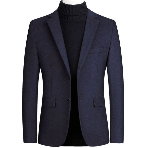 

autumn blazer jacket men solid color wool polyester autumn coat men single breasted slim fit wool coat plus m-4xl overcoat, Black;brown