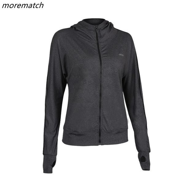 

morematch women's sports jersey shirt quick drying loose mesh slim long sleeve coat comprehensive training jacket size s-m-l, Black;red