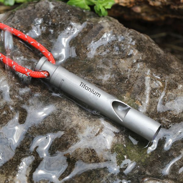 

ultralight titanium emergency whistle with cord outdoor survival camping hiking exploring whistle referee sport high quality