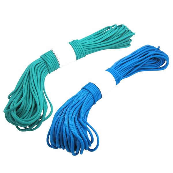 

2 pcs parachute code ropes, 7 strands, 550 pounds, 100 feet - 1 pcs sky blue & 1 pcs lake blue