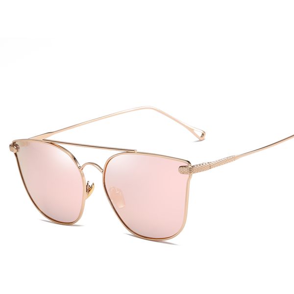 

women new fashion metal sun glasses with pink silver blue mirror lens tide sunglasses for shopping travelling beach party1990cj, White;black