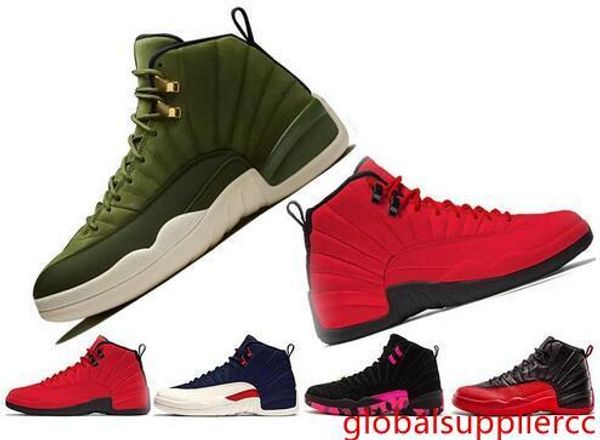 

2019 12s classic 12 mens basketball shoes black nylon the master wool xii flu game wings cny french blue wolf grey sneakers