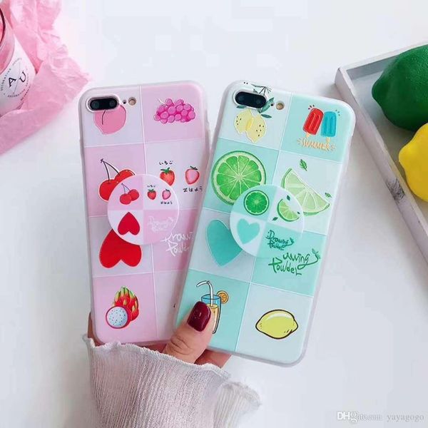 

thickness jelly phone case lovely new fruit mount ring design case cover for apple iphone 6 6s 7 8 plus x